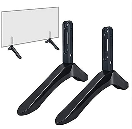 Inscrip TV Sockelfüße, Universal TV Standfüße für 32 bis 65 Zoll Fernseher, Paar TV Füße für Flach Curved TV Smart TV LCD LED Fernseher bis zu 45kg, Geeignet für Lochabstand 20 bis 55mm, Schwarz (A)