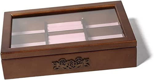 Gardeneea Manschettenknopfetui aus Holz und Ringaufbewahrung, Schmuckschatulle für Manschettenknöpfe, Organizer-Box