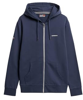 Superdry Herren Einfarbiges Hoodie mit Reißverschluss Lauren Marineblau M