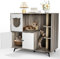 MAMIZO Katzenklo Schrank, Katzenschrank für Katzentoilette, 98x91x50CM, Katzentoilette Schrank mit Kratzbaum, Versteckt Katzenkloschrank mit Tür, Katzenhaus Katzenhöhle Tragfähigkeit 50 KG, Hellgrau