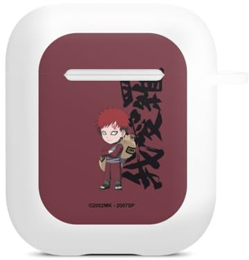 Hülle mit Karabiner kompatibel mit Apple AirPods (2. Generation) Case weiß Schutzhülle mit Schlüsselanhänger Gaara Naruto Shippuden Fanartikel