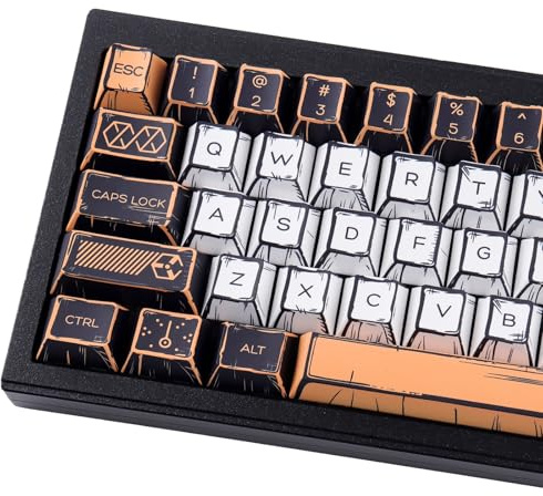 Tsungup PBT Manga Keycaps Set,147 Keys Retro Custom Japenese Anime Style Keycaps Cherry Profile Dye-sub Key Caps Keyboard Keycaps for 60%, 65%, 75%, 100% Mechanical Keyboards