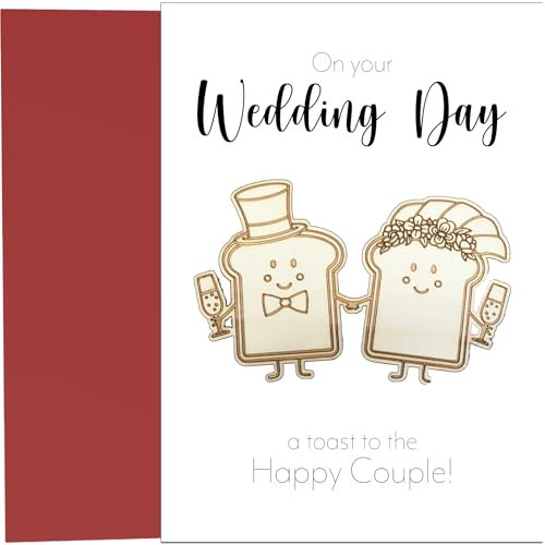 Hochzeitskarte mit Holz-Toast-Kühlschrankmagneten – Ein Toast auf das glückliche Paar