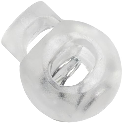 Aerzetix Set di 12 Fermacorda Rotondi 15mm - Stop Cordone 1 Foro con Molla - Fermo Lacci Hobby creativi - Colore Trasparente - Fermacorda Plastica per Anorak/Abbigliamento - Ferma Cordino