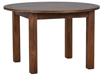 MiaMöbel Esstisch Colombo 120x76x120 cm Ausziehbar Modern Massivholz Teak Braun
