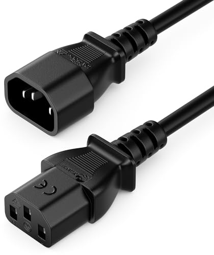deleyCON 7,5m Kaltgerätekabel Verlängerung IEC C13 auf C14 - Schwarz | Stromkabel Stromverlängerung, gerader C13 Stecker auf C14 Buchse, für Hausgeräte, PC, Monitor, Beamer und Drucker