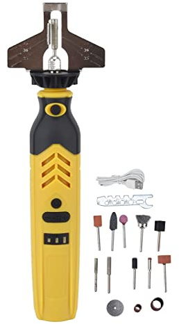 Beufee Electric Chainsaw Sharpener Kit, DC3.6V 2000mAh Chain Saw Grinder Tool USB Portable Chain Saw Sharpener Tool for Most Chainsaw Blades ﻿