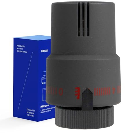 VANCOCO Thermostatkopf Heizkörperventil M30×1,5 mm, Vollanthrazit, Flüssig-Fühler, Frostschutzstellung