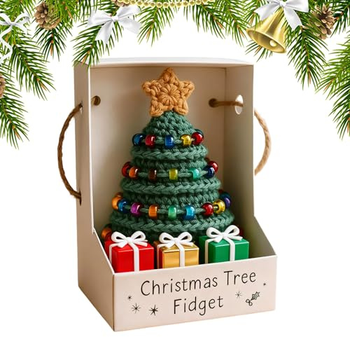 Nuyhgtr Kit fai da te all'uncinetto per albero di Natale, con perline, set per imparare a lavorare a maglia con istruzioni (lingua italiana non garantita), per feste di Natale, vacanze, adulti