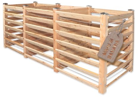Gartenwelt Riegelsberger Komposter Trio 120x346x100 cm Lärchenholz | Moderner Massivholz Steckkomposter | Holzkomposter für den Garten