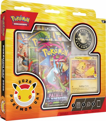 Pokémon - Juego de Cartas coleccionables: Colección Pokémon Day 2026 (1 Carta Promocional holográfica, 1 Moneda y 3 Paquetes de Refuerzos)