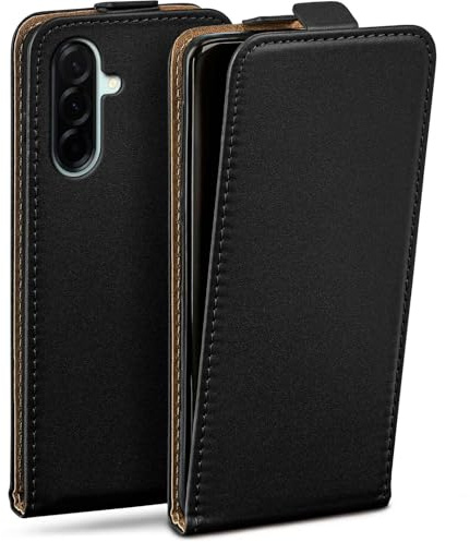 moex Flip Case für Samsung Galaxy A37 5G Hülle klappbar mit 360 Grad Schutz, Handyhülle mit Displayschutz, PU Leder Handytasche Lederhülle, Flip Case Cover Klapphülle, Schwarz