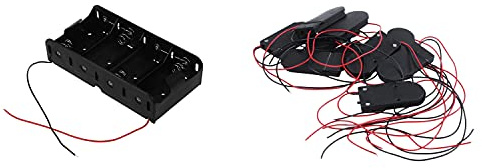 Frewurwer Spring Clip Black 4 x 1.5V D Size Battery Batteries Holder Case with 10 PCS 2 x 3V CR2032 Cell Button Battery Holder