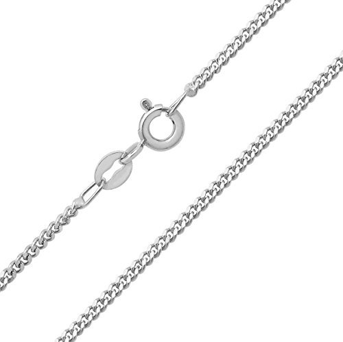 Elegant 18 Karat (750) Weißgold Damen - Panzer Kette - 46cm WJS14007