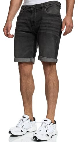 Indicode Herren Caden Jeans Shorts mit 5 Taschen Denimstyle aus Baumwolle | Lässige Herrenshorts für Alltag und Freizeit im 5-Pocket-Look, Jeansshorts, Bermudas, Sommerhose, kurze Denim Hose für Männer