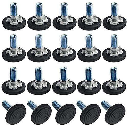 TOVOT 20 Pièces M8 Pied de Meuble Reglable Pieds de Nivellement pour Chaise de Table Pieds de Meubles à Visser avec écrous (2.7×2.8cm)