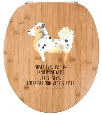 Mr. & Mrs. Panda Motiv WC Sitz Hund Australien Shepherd - Geschenk, Klodeckel, Hundeliebe, Haustier, Klobrille, Toilettendeckel, Hundemotiv,