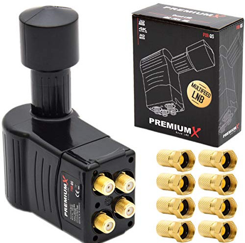 Premium X Rocket Quad LNB PXR-QS Sat 4 Teilnehmer 3° Grad Multifeed Slim HDTV HD FULLHD 3D 4K UltraHD UHD + 8 F-Stecker