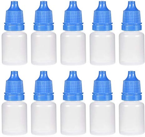 sourcing map Plastic Dropper Bottles, 5ml/0.17 oz Empty Squeezable Dropper Bottle with Cap, Blue, Pack of 10
