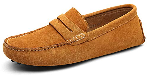 Mens Smart Slip On Summer Walking Suede Boat Deck Shoes Loafers Casual Moccasins Pump Shoes Tan 10.5 UK