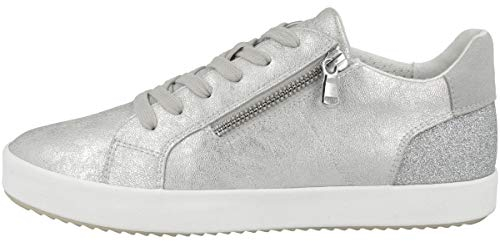 Geox Mädchen D Blomiee Sneakers, Silber, 39 EU