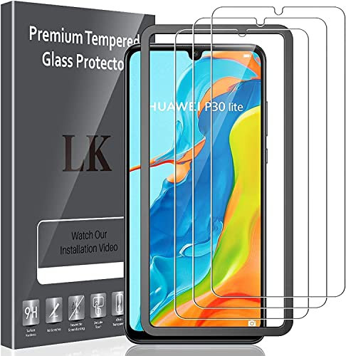 LK 3 Stück Schutzfolie Kompatibel mit Huawei P30 Lite, 9H Härte Panzer Schutz Glas, HD Klar Displayschutzfolie,Kratzen Blasenfrei 2.5D Rand Folie,Anti-Kratz,Anti-Blasenfrei, Einfach Installieren