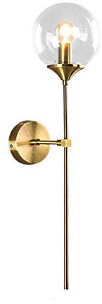 MZStech Vintage Industrial Wandleuchte - Glaskugel Mit Goldarm-Leuchte Mit Langem Arm für Das Bett (Löschen Sie)