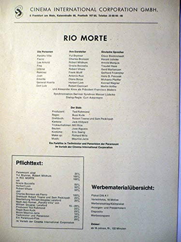 Rio Morte - Yul Brynner - Robert Mitchum - Charles Bronson - Werberatschlag