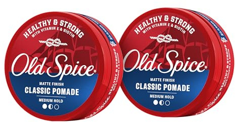 Old Spice Mens Hair Pomade, Medium Hold, Low Shine, Mens Hair Styling, 2.22 oz Each, Twin Pack