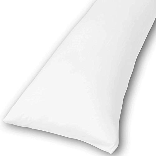 Traumreiter Bezug Seitenschläferkissen 140x40 I 40x140 und 40x145 Seitenschläferkissen Bezug 40 x 145/40 x 140 Kissenbezug 40x145 Baumwolle 97% Elastan 3% mit Reißverschluss (Weiss (21))