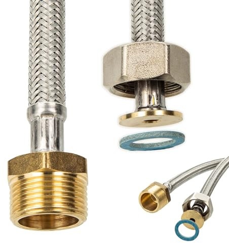 tecuro Sanitär DN 8 Verbindungsschlauch 3/4 ÜWM x 3/4 AG x 3000 mm - KTW-A DVGW