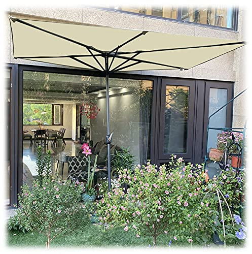 OOOMG 250cm*120cm Rechteckig Halbe Sonnenschirme Mit Kurbel, Balkonschirm Wasserdicht Marktschirm Für Garten,Terrassen,Schwimmbäder,Höfe
