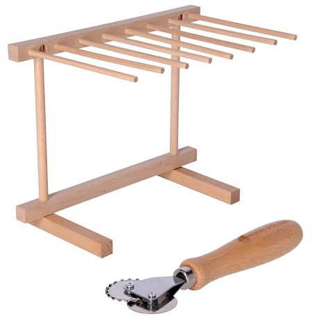 Tagliapasta Stendi Pasta Fresca in Legno + Rotella bilama Inox | Dimensioni 36x30 | Stendi tagliatelle Fatte in casa