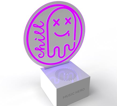 MUSIC HERO NEON Wireless Speaker, tragbarer 3 W Audio-Lautsprecher mit Heller LED, On/Off-Taste, USB-C-Ladekabel im Lieferumfang enthalten, bis zu 2 Stunden kontinuierliche Musikwiedergabe, Violett