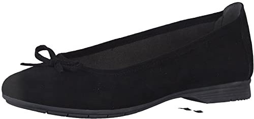 Jana Damen Ballerinas Elegant mit Schleife Weite H Mehrweite, Schwarz (Black 1), 38 EU