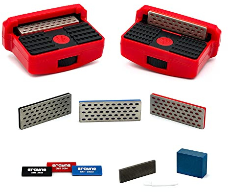 Grayne 8-Piece Set Professional Ski and Snowboard Edge Tuner Kit with Diamond Files, Gummy Stone, Bag - Sharpener Tool