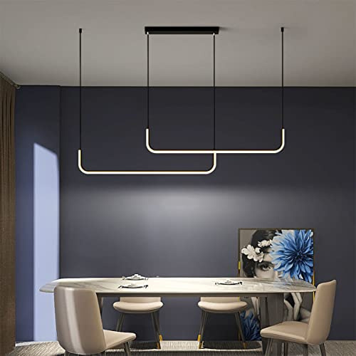 Bellastein LED Esstisch Pendellampe Dimmbar Moderne Kronleuchter Höhenverstellbar Pendelleuchte, für Wohnzimmer Schlafzimme Esstisch Esszimmer Hängelampe (Schwarz, 150CM)