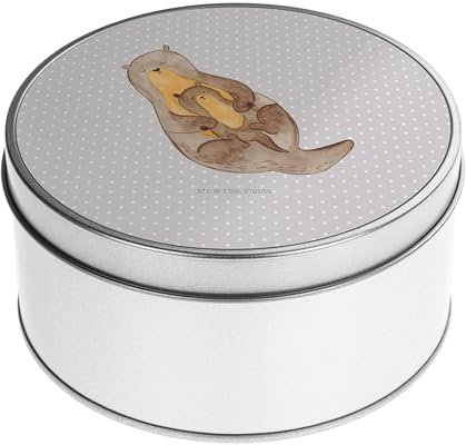 Mr. & Mrs. Panda Blechdose rund Otter Kind - Geschenk, Mama, Vorratsdosen, Blechdosen mit Deckel, Geburt, Vorratsdosen mit Deckel, Seeotter,
