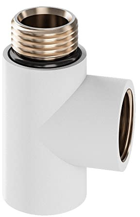 Warmehaus Heating Element Connector Dual Fuel Towel Rail Warmer Radiator T Piece Radiator Rail White
