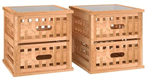 vidaXL 2X Nachttisch Nachtschrank Nachtkonsole Nachtkommode Beistelltisch Tisch Schrank Kommode Schlafzimmer 34x34x34cm Massivholz Nussbaum