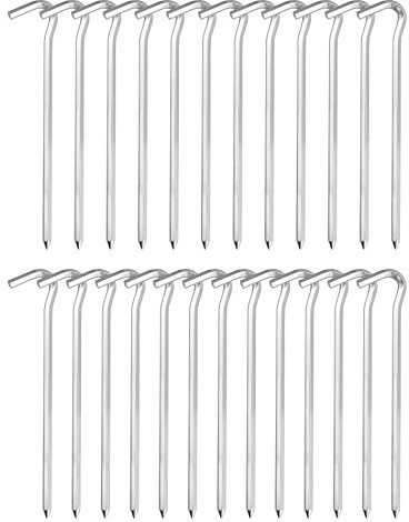 QWORK 25X Picchetti Tenda in Alluminio, 18 cm, Ø 6 mm, per il Campeggio e le Attività all'Aperto, Ideali per Terreni Normali