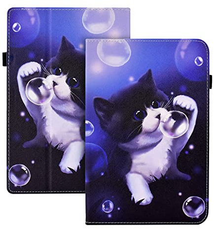 Aswant Coque Compatible avec Samsung Galaxy Tab A8 10,5 Pouces 2022/2021, Ultra Mince Coque Tablette Samsung Tab A8, Cuir PU avec Fonction Support pour SM-X200/ X205 / X207 (Chat Bulle)