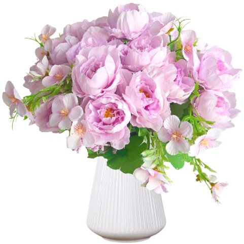 linhaida Künstliche Blumen, 4Pcs Künstliche Pfingstrose Deko Violett Seide Hortensie Bunch Faux Herbstblumenstrauß, Blumenarrangements Tischdekoration Hochzeitssträuße für Party Dekoration
