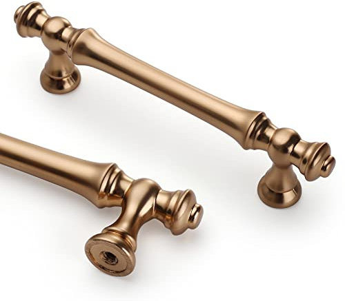 9BUILD 10 Pack 96mm Champagne Bronze Cabinet Handles for Kitchen, Drawer, Cupboard and Wardrobe - Zinc Alloy - UK0036