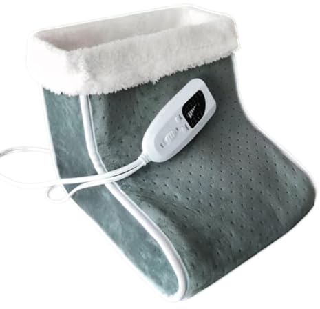 Electric Foot Warmer for Cold Feet, Cozy Heating Pad for Foot with 6 Heat Settings,Intelligent Timing, Machine Washable,Winter Office Home Use,Adults Warm Feet Relief,Overheat Protection (Grey)