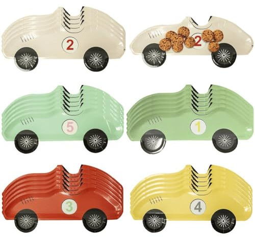 25pcs Colorful Car Shaped Disposable Paper Tray Kid Racing Car Theme Birthday Disposable Paper Plates Party Decors