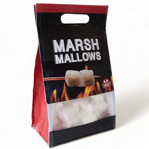 BBQ Marshmallows - Barbecue Süßigkeitsschmaus - Flauschig, Fettfrei und Glutenfrei - Schaumzucker-Süßigkeit für Lagerfeuer-Erlebnisse, Schoko-Fondue oder Backspaß - je Beutel mit 6 Holzstäben (1x250g)