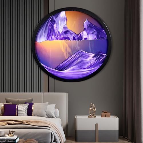 JZWLW Sandbilder zum Drehen 3D Sandscape-moving sand art 44-60cm Rund Glas Tiefsee Sandbild In Bewegung Display Fließender Sand Kunst Handwerk,Kinder-Bastelsets Sand Geschenke (lila-44cm)