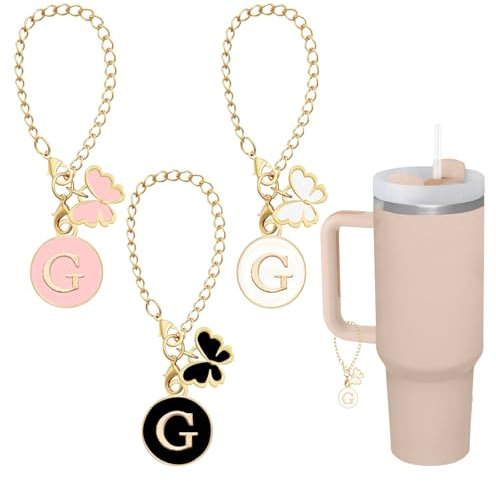shixpiov Buchstaben-Anhänger für Stanley-Cup, Perlenkette, Zubehör, Initialen-Anhänger für YETI Wasserflasche, Schmuck, Becher, 4 Stück Name-ID (G)