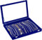 mepure Jewellery Organiser Necklace Box, Velvet Necklace Organiser with Clear Lid, Necklaces Display Stand with 20 Hooks and Lockable, Jewellery Box Insert for Necklaces (Blue)